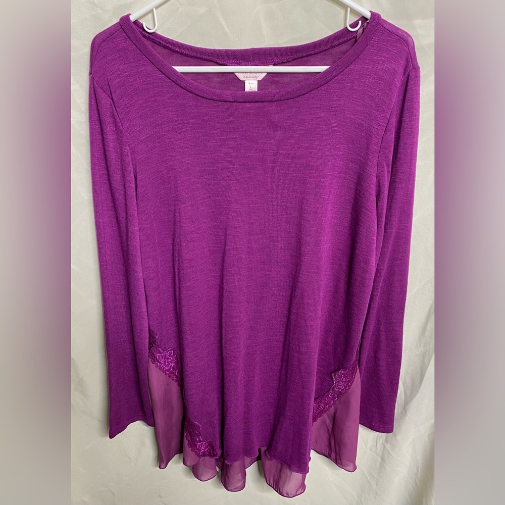 Three Seasons Maternity Beautiful Purple Thin Sweater with Lace
